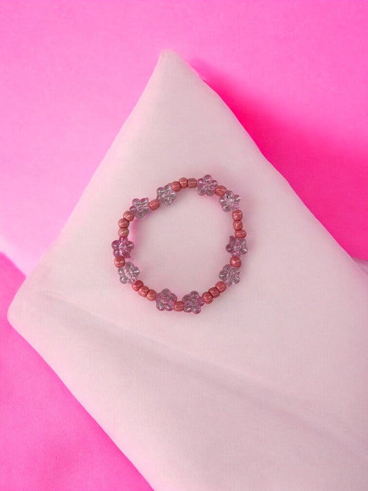 Bracelet enfant tour fleurs rose saumon