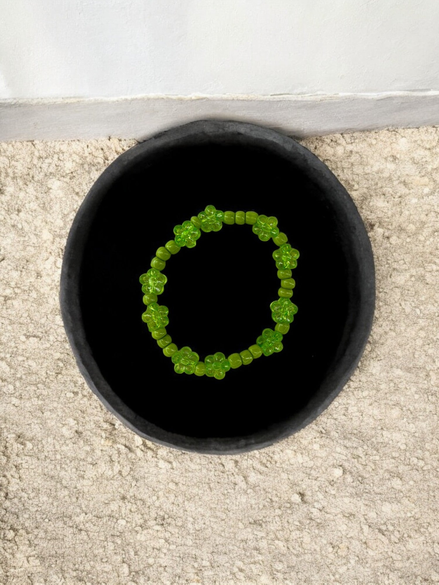 Bracelet enfant tour fleurs vert