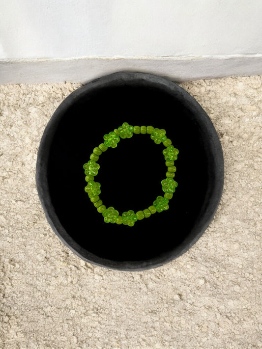 Bracelet enfant tour fleurs vert