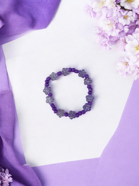 Bracelet enfant tour fleurs violet