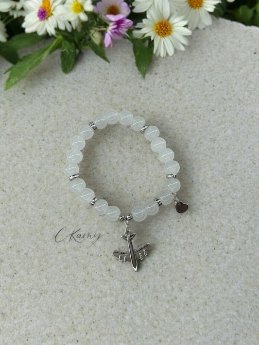 Bracelet femme avion argent blanc