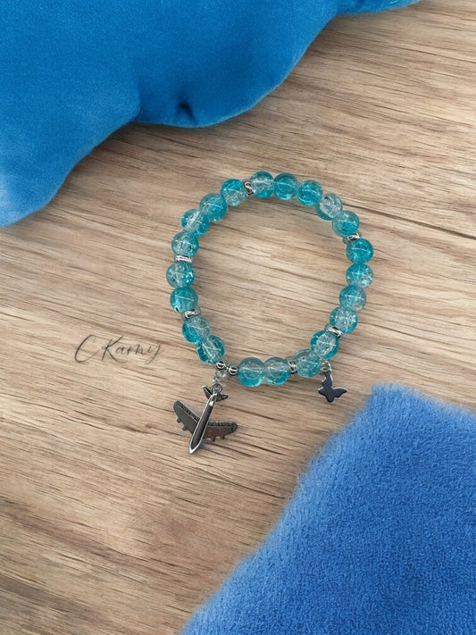 Bracelet femme avion argent bleu