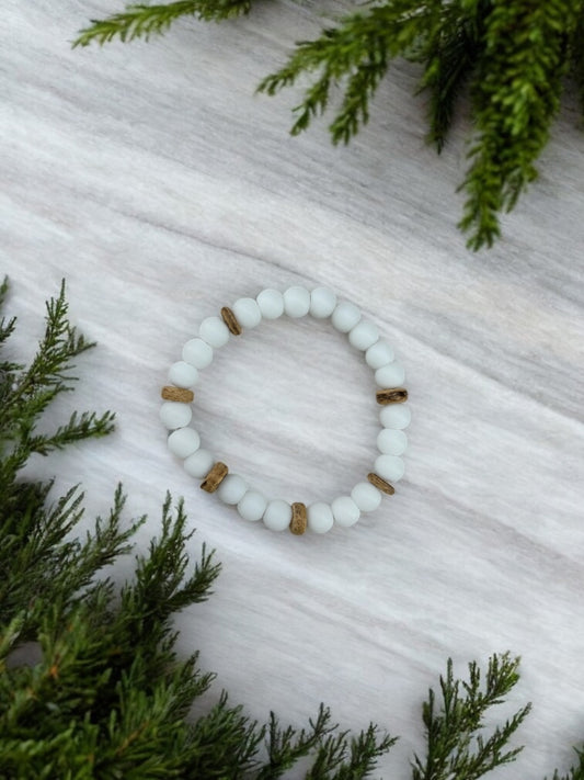 Bracelet femme bois intercalaires blanc