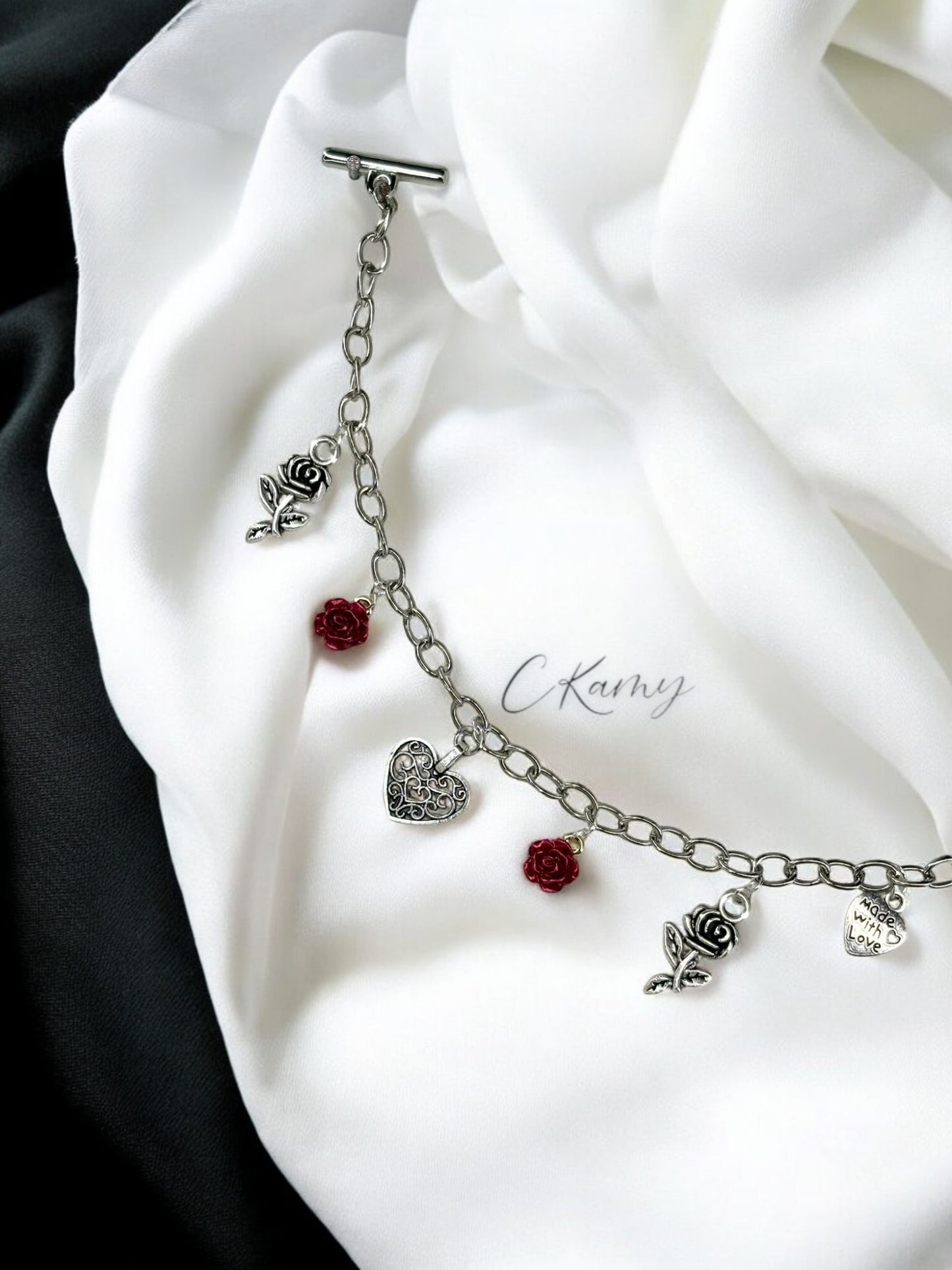 Bracelet femme chaîne coeur ancien