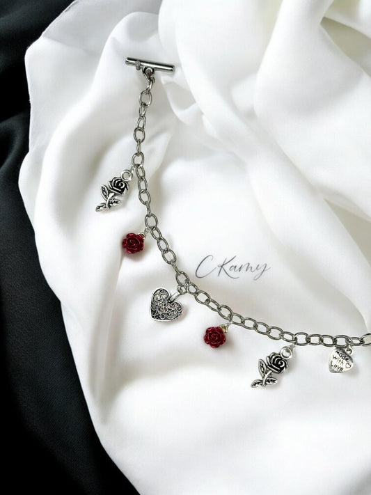 Bracelet femme chaîne coeur ancien