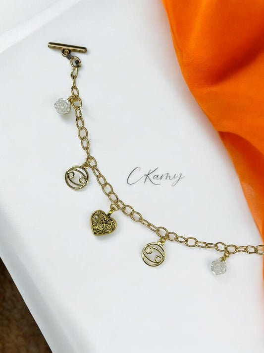 Bracelet femme chaîne doré signe astro cancer