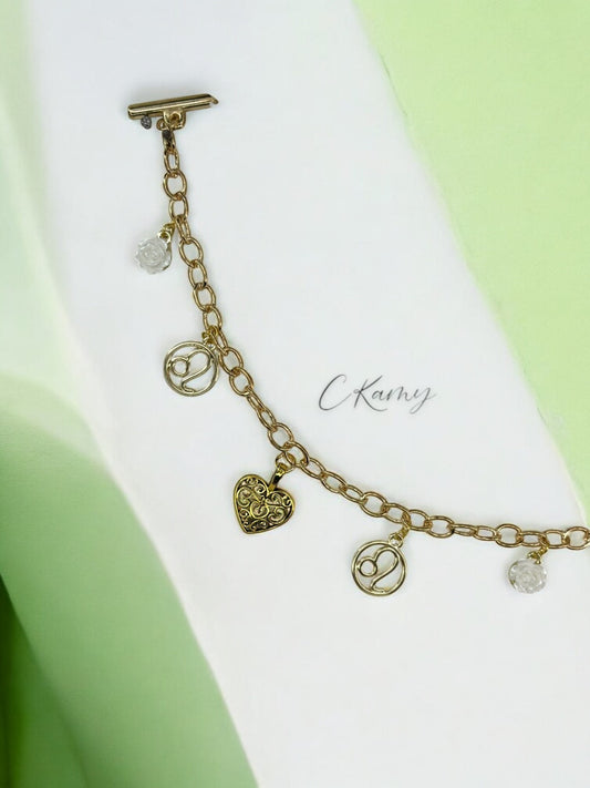 Bracelet femme chaîne doré signe astro lion