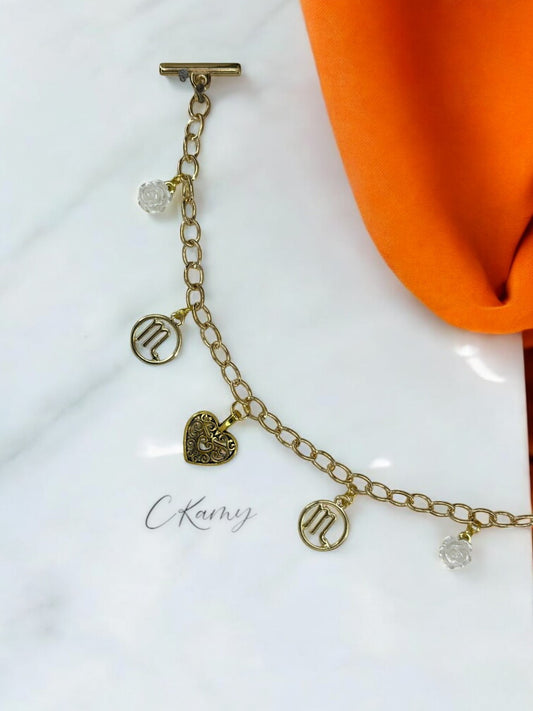 Bracelet femme chaîne doré signe astro scorpion