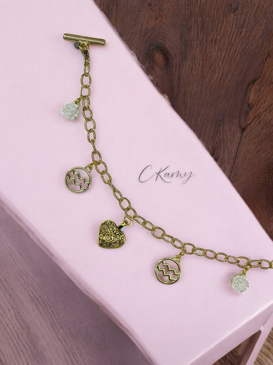 Bracelet femme chaîne doré signe astro verseau