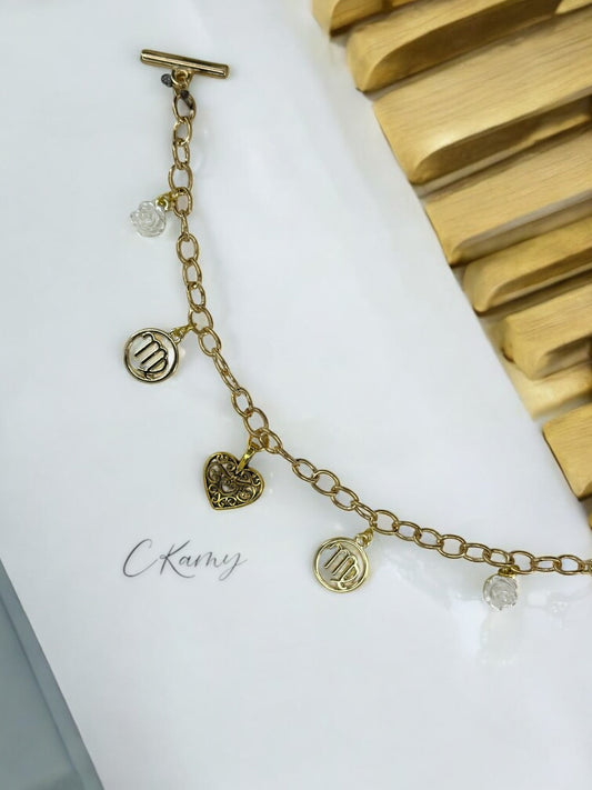 Bracelet femme chaîne doré signe astro vierge