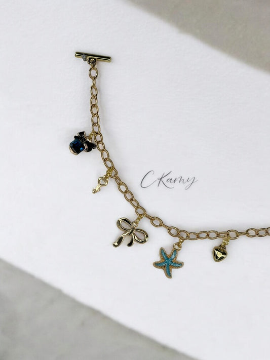 Bracelet femme chaîne étoile de mer parfum bleu