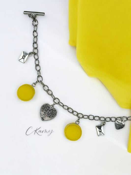 Bracelet femme chaîne macaron jaune
