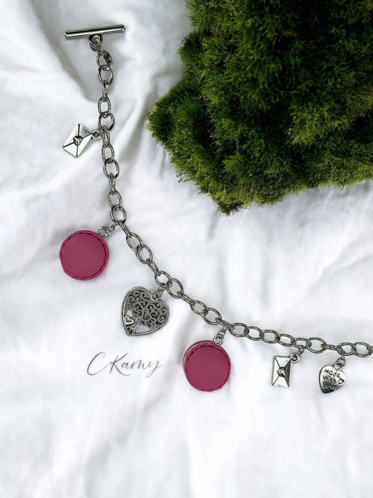 Bracelet femme chaîne macaron rose