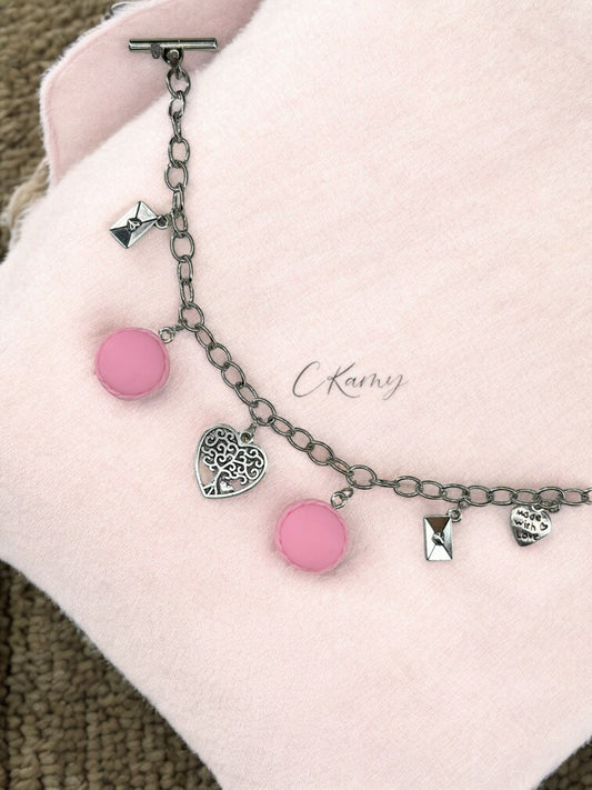 Bracelet femme chaîne macaron rose clair