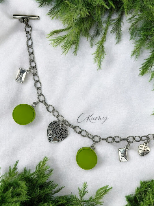 Bracelet femme chaîne macaron vert
