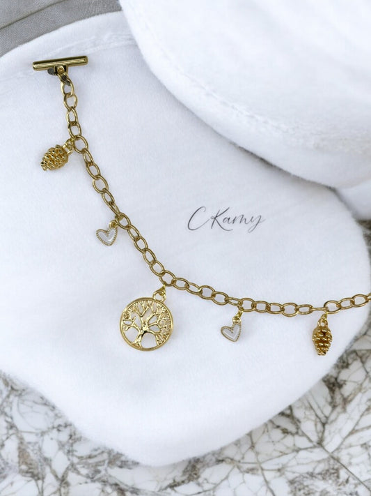 Bracelet femme chaîne petit coeur blanc