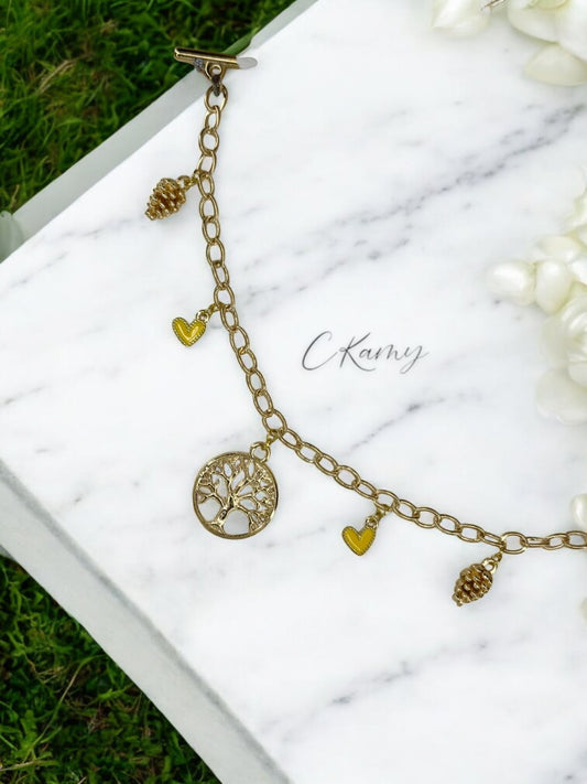 Bracelet femme chaîne petit coeur jaune