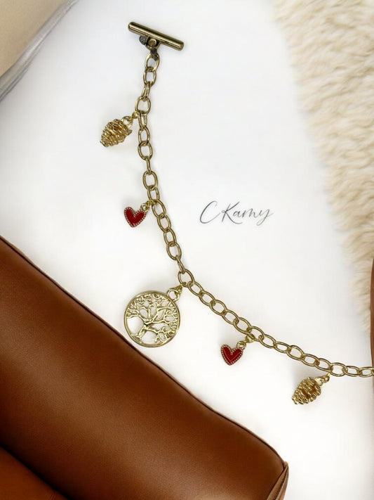Bracelet femme chaîne petit coeur rouge