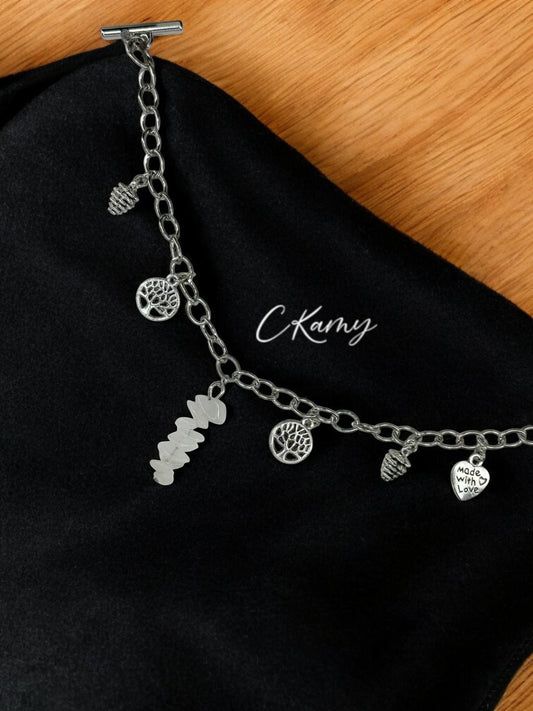 Bracelet femme chaîne pierre blanc