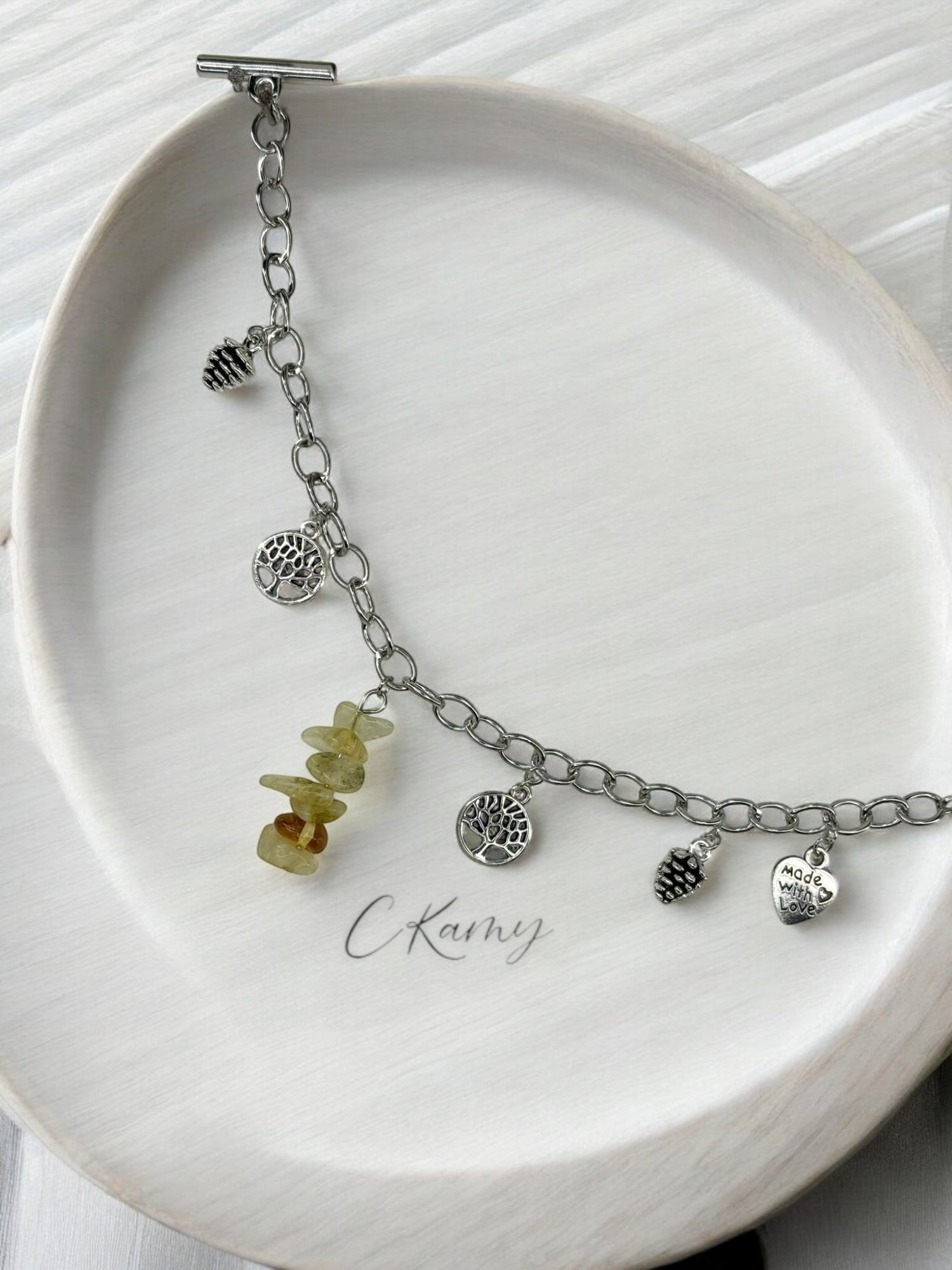 Bracelet femme chaîne pierre jaune