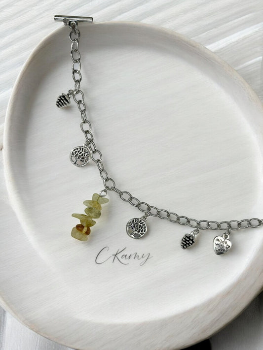 Bracelet femme chaîne pierre jaune