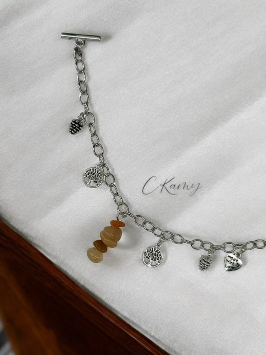 Bracelet femme chaîne pierre orange
