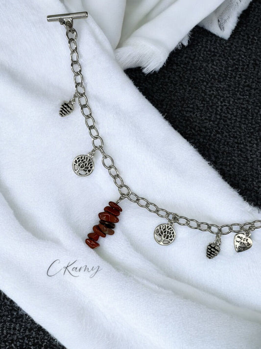 Bracelet femme chaîne pierre rouge