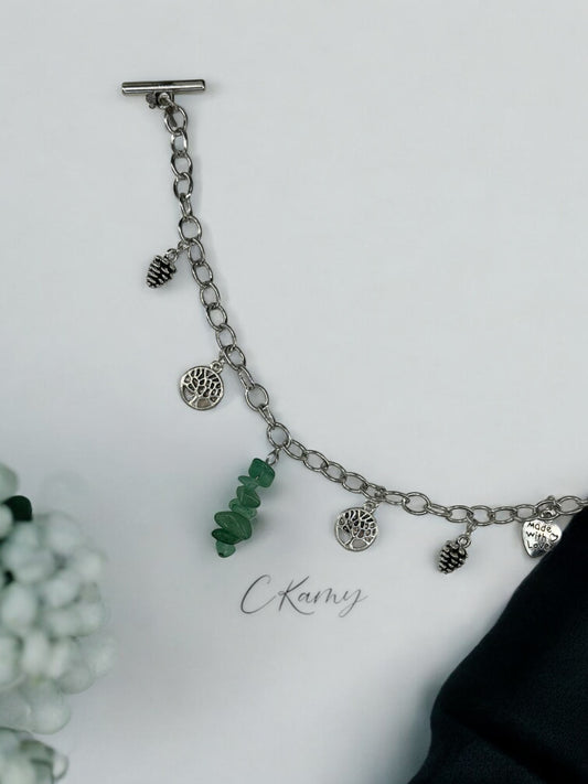 Bracelet femme chaîne pierre vert
