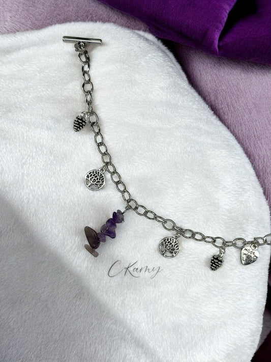 Bracelet femme chaîne pierre violet