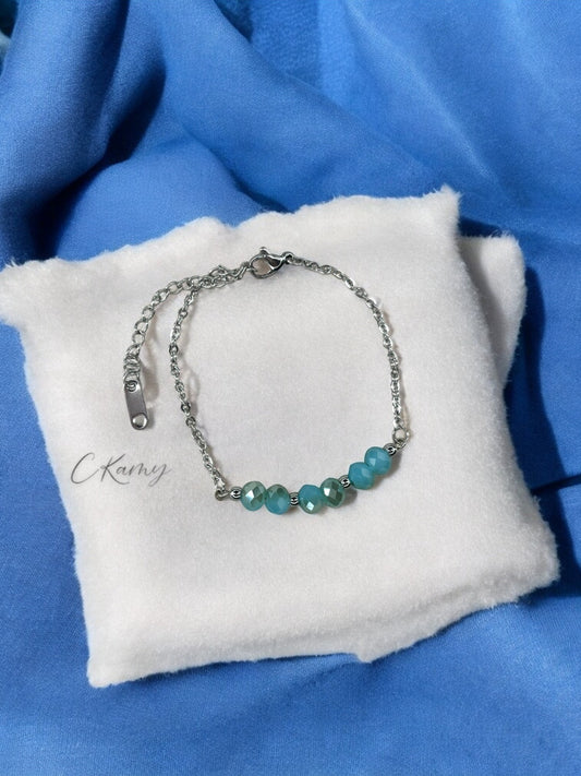 Bracelet femme chaînette argent bleu