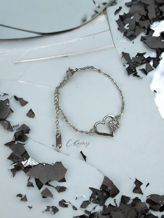 Bracelet femme chaînette argent coeur