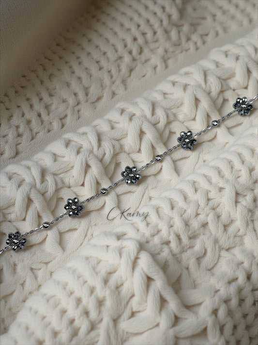 Bracelet femme chaînette argent fleurs argent