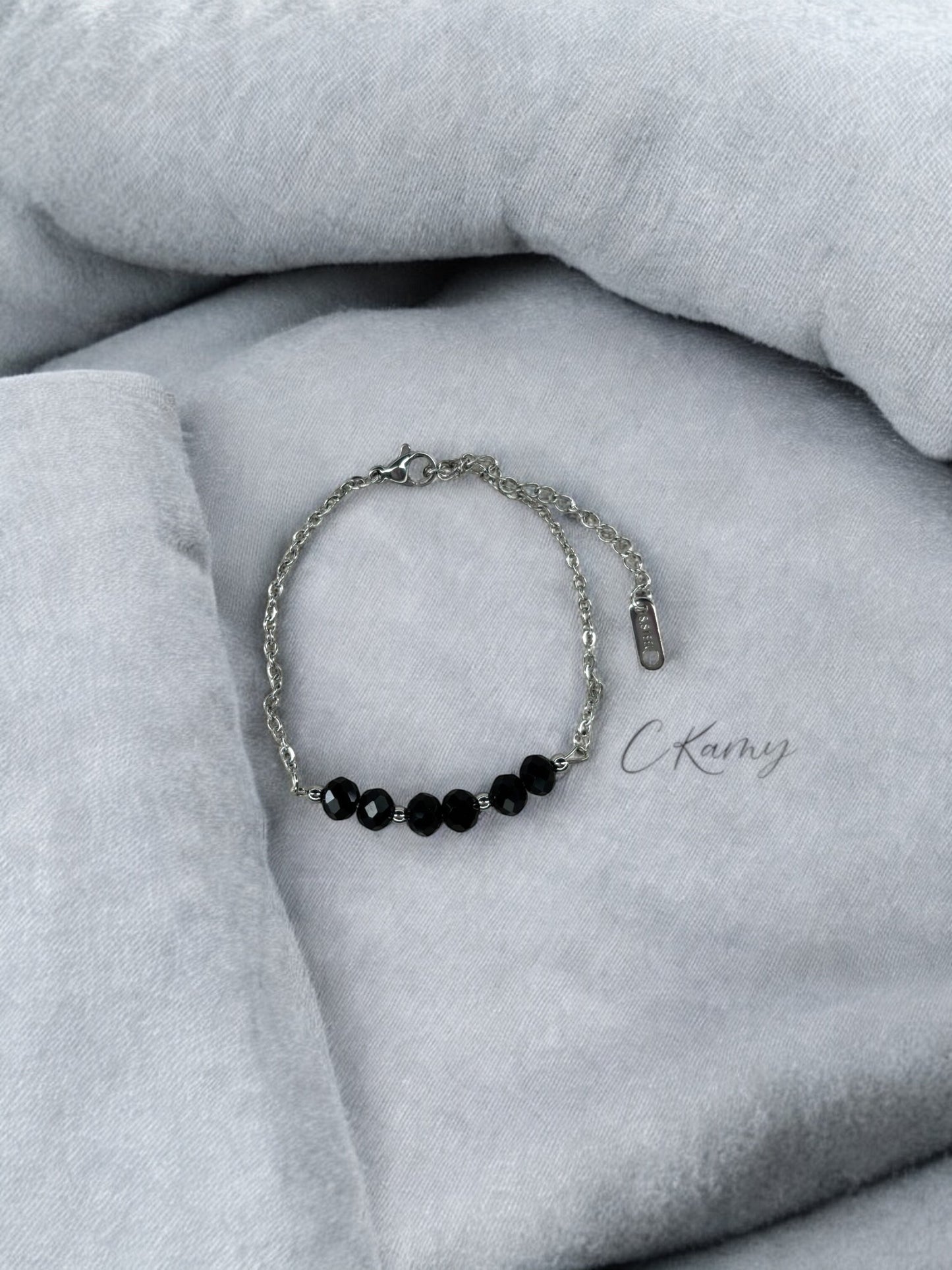 Bracelet femme chaînette argent noir