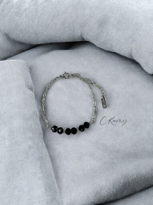 Bracelet femme chaînette argent noir
