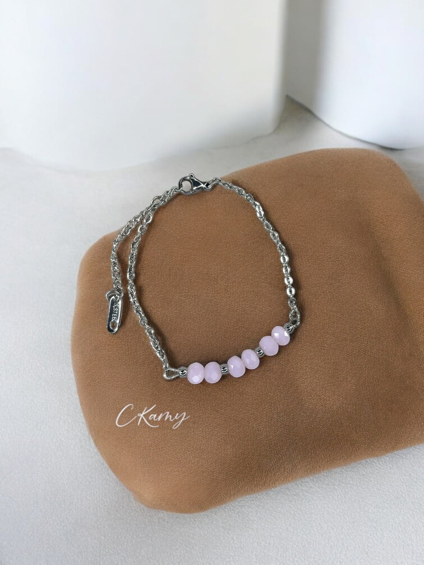Bracelet femme chaînette argent rose