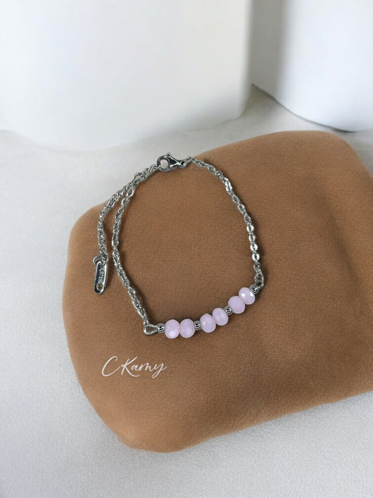 Bracelet femme chaînette argent rose