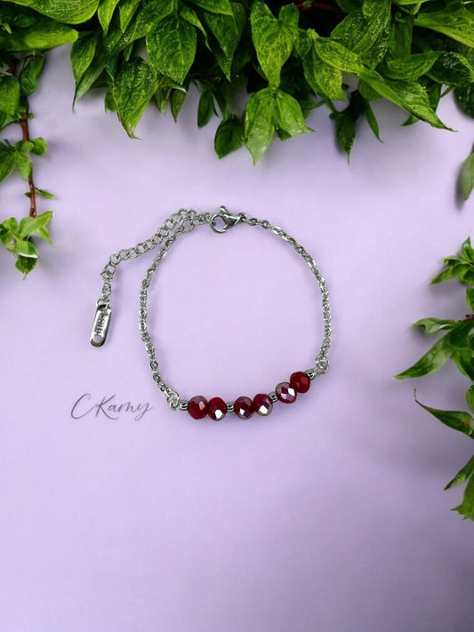 Bracelet femme chaînette argent rouge