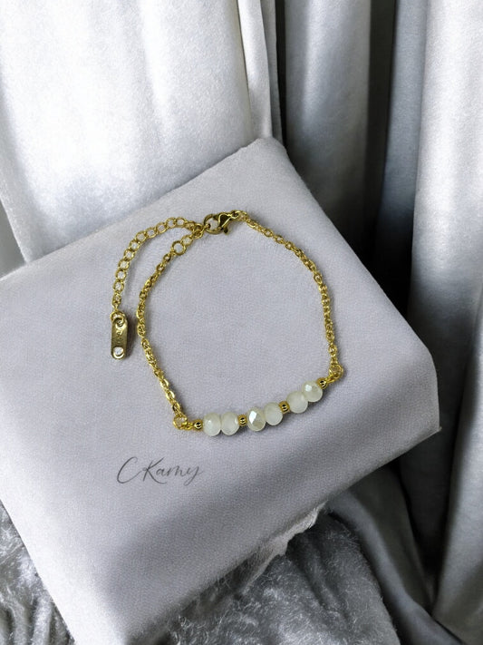 Bracelet femme chaînette doré beige