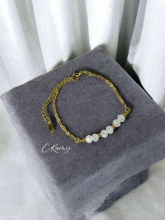 Bracelet femme chaînette doré blanc
