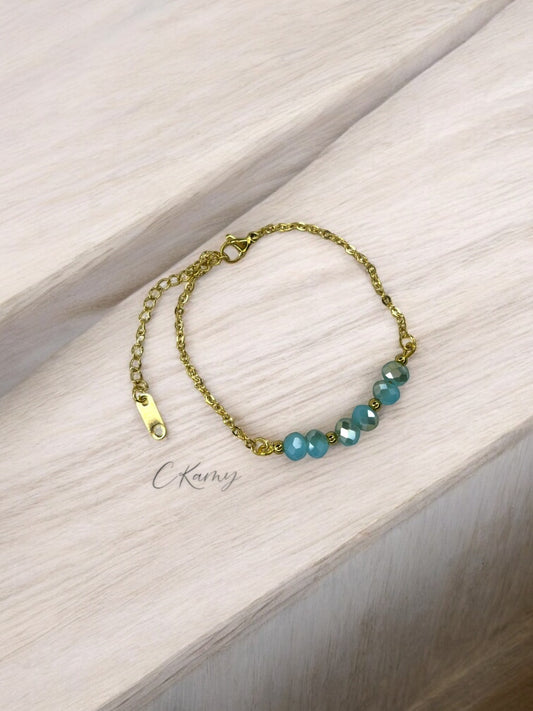 Bracelet femme chaînette doré bleu