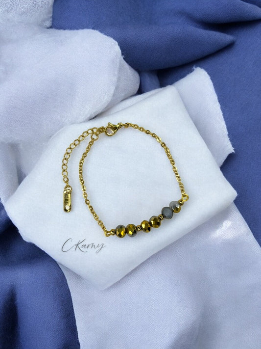 Bracelet femme chaînette doré gris
