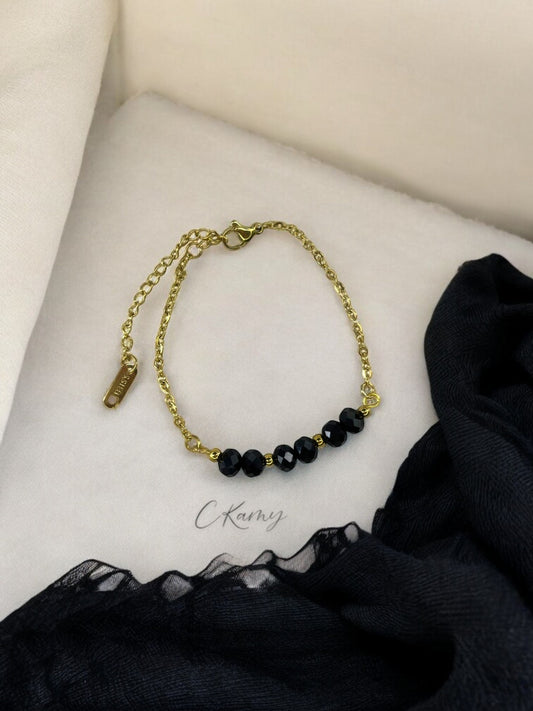 Bracelet femme chaînette doré noir