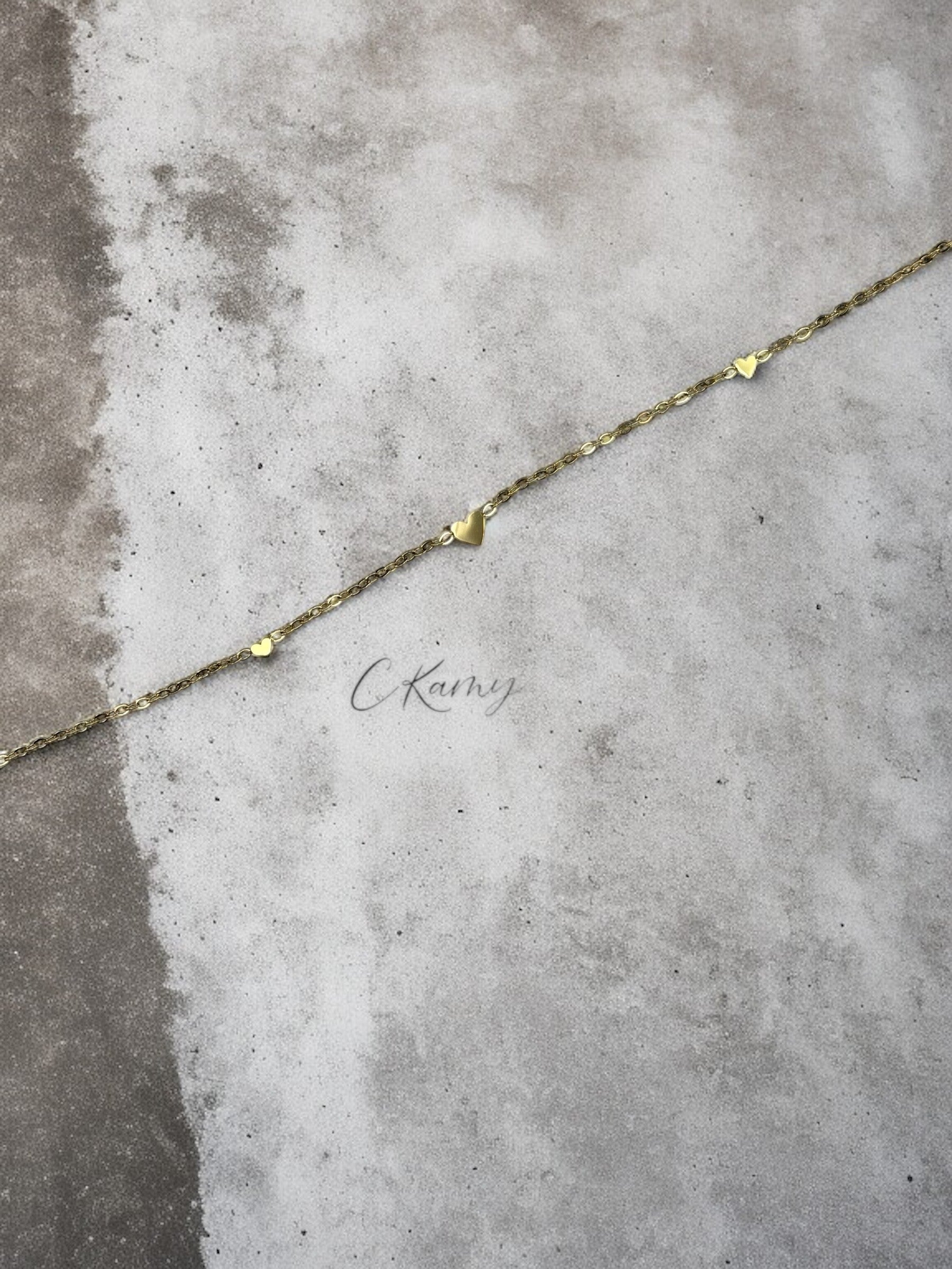 Bracelet femme chaînette doré petit coeur