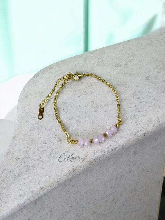 Bracelet femme chaînette doré rose