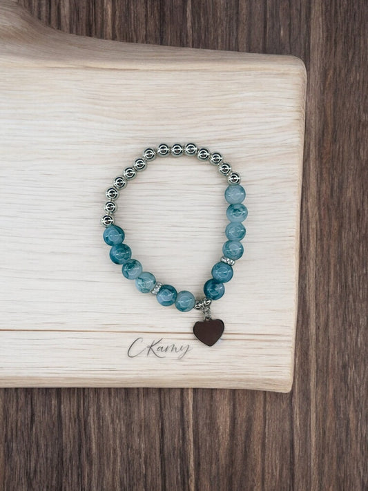 Bracelet femme coeur argent bleu