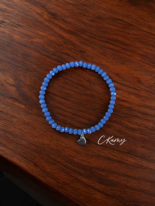 Bracelet femme coeur argent facettes 4mm bleu ciel