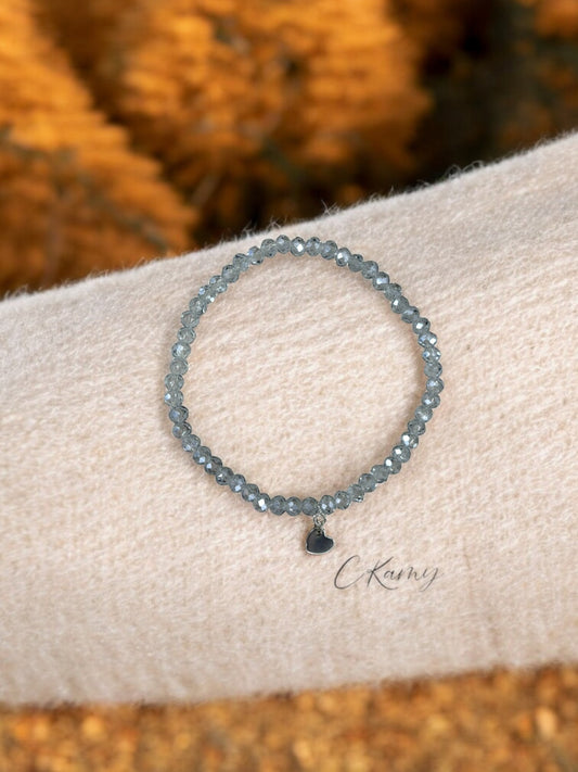 Bracelet femme coeur argent facettes 4mm bleu transparent clair