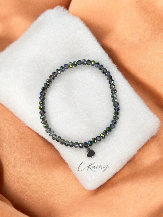Bracelet femme coeur argent facettes 4mm multicolore clair