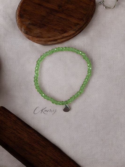 Bracelet femme coeur argent facettes 4mm vert clair