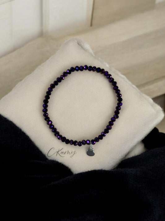 Bracelet femme coeur argent facettes 4mm violet